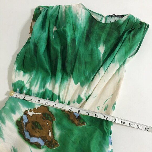 Zara NWT Size Small Green Short Abstract Tie Dye Dress - Picture 14 of 16